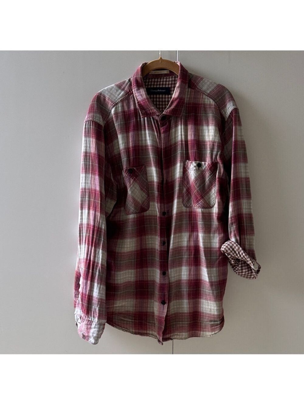 Tommy Bahama Red and White Plaid Casual Shirt
